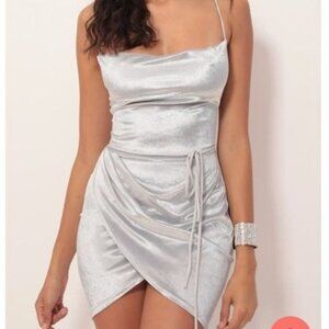 Lucy in the Sky Love Affair Velvet‎ Dress in Silver Blue size small